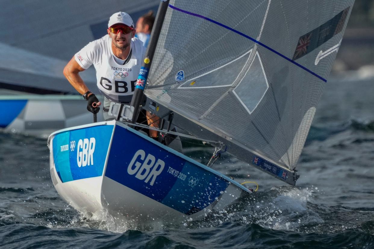 Giles Scott claimed a dramatic gold medal in the Finn class (Bernat Armangue/AP) (AP)