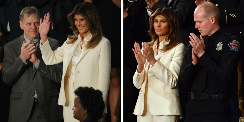 A smile and then a "distant," "stoic" look, according to body language expert Joe Navarro. (Photo: Nicholas Kamm/Chip Somodevilla/Getty Images)