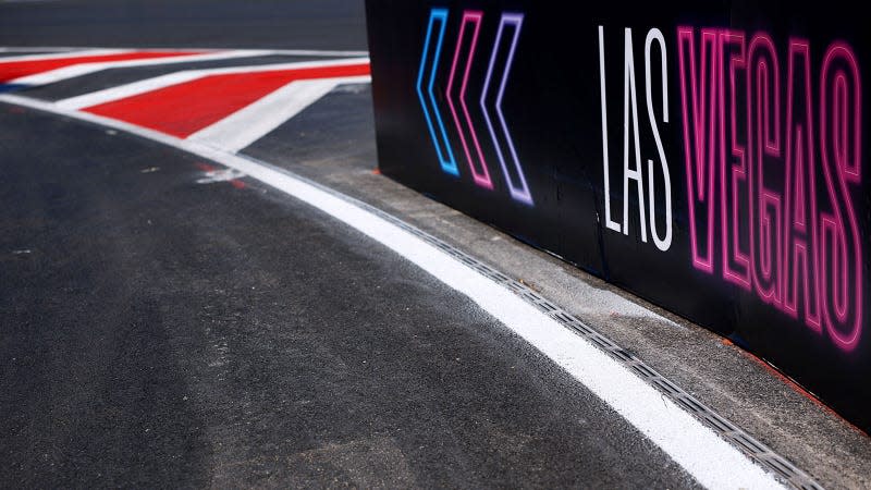 A photo of the track barriers at the Las Vegas Grand Prix. 