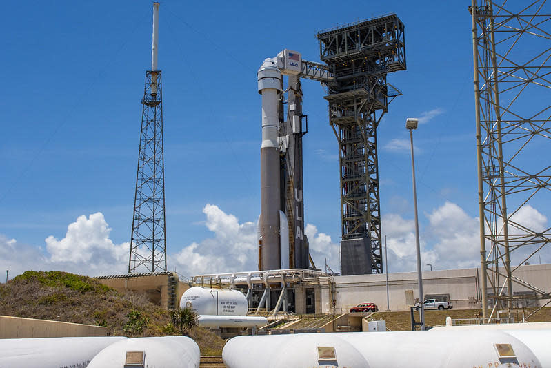 The Atlas 5 rocket and Starliner capsule were triggered while at launch pad 41 on May 6 by the oxygen pressure relief valve in the rocket's Centaur upper stage and, more recently, by a small helium leak in the Starliner's service module.  / Credit: United Launch Alliance