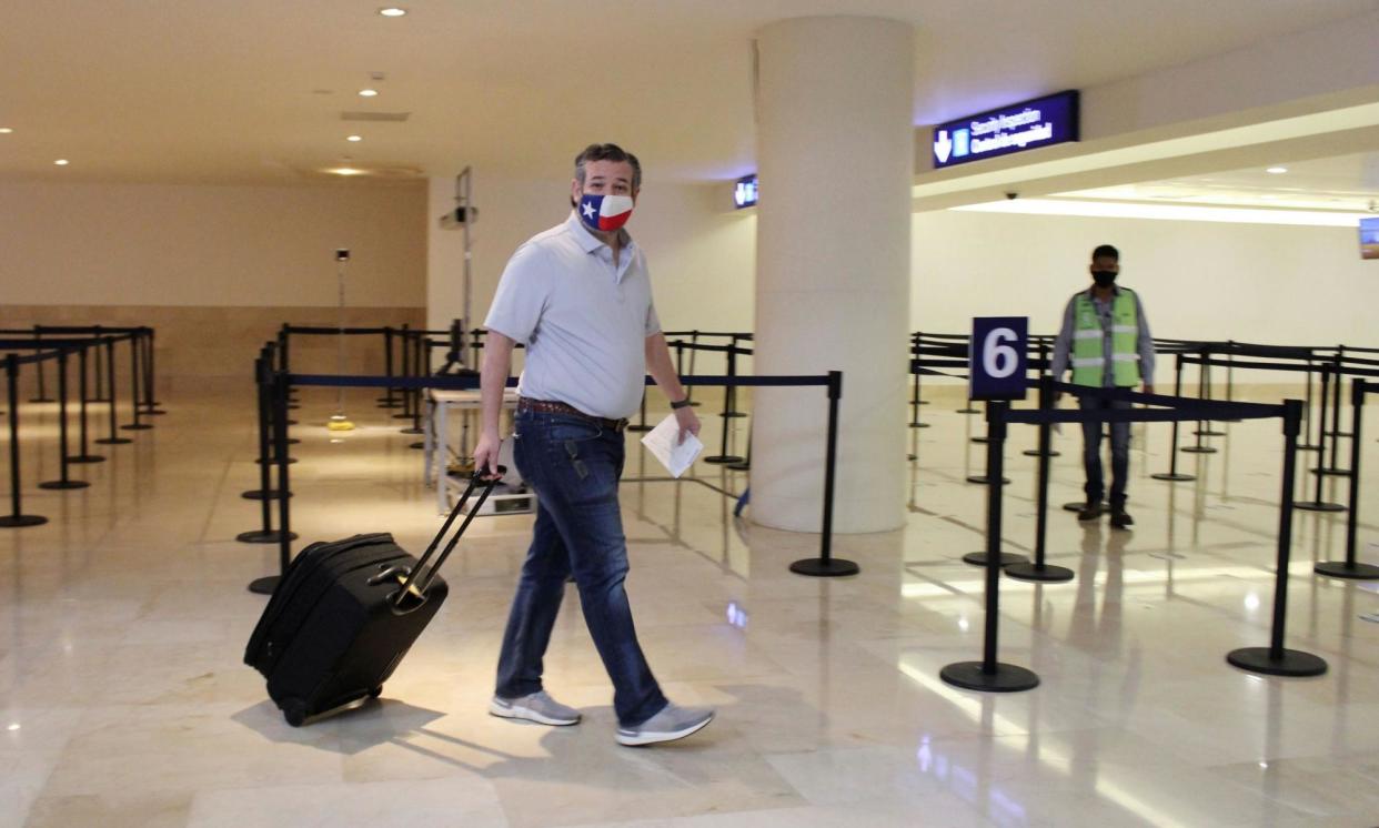 <span>Ted Cruz at Cancún airport in February 2021.</span><span>Photograph: Reuters</span>