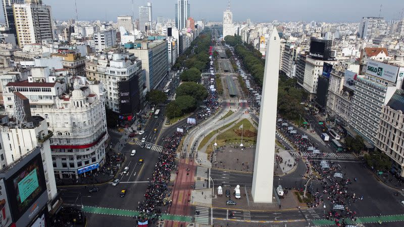 FILE PHOTO: Argentines protest to demand fair employment and government support as inflation reaches historical numbers