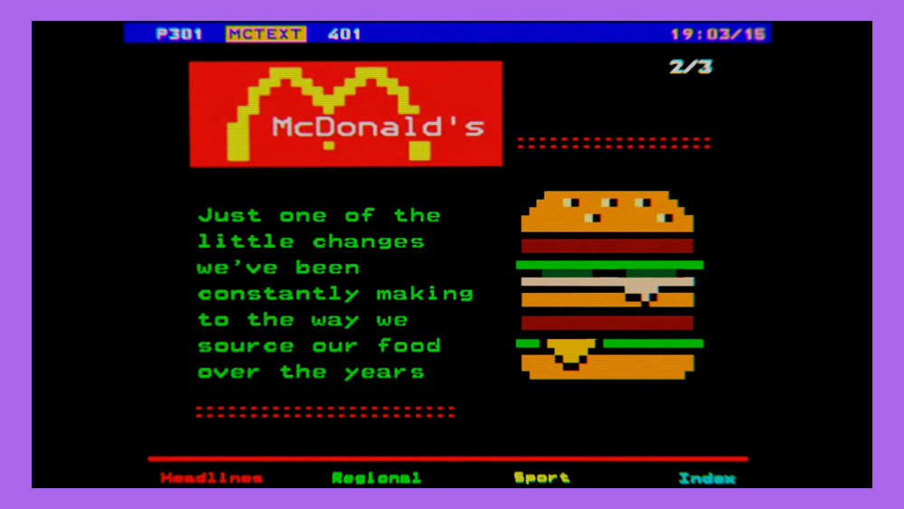  McDonald's nostalgic teletext advert. 