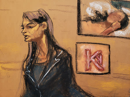 Assistant U.S. Attorney Tanya Hajjar is seen, in this courtroom sketch, at the Brooklyn Federal Courthouse in New York, U.S., May 7, 2019. REUTERS/Jane Rosenberg