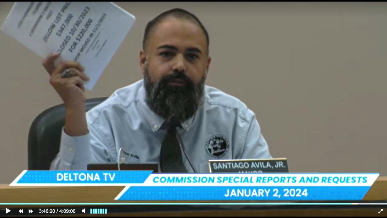 Deltona Mayor Santiago Avila, Jr., says during a City Commission meeting Tuesday that allegations brought by the vice mayor about his home lease are incorrect.