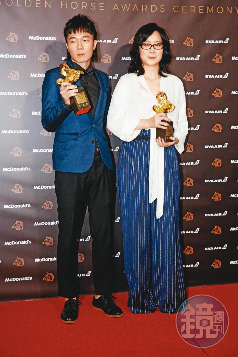 盧律銘（左）與雷光夏（右）去年以《返校》主題曲〈光明之日〉，共獲金馬獎最佳原創電影歌曲獎。