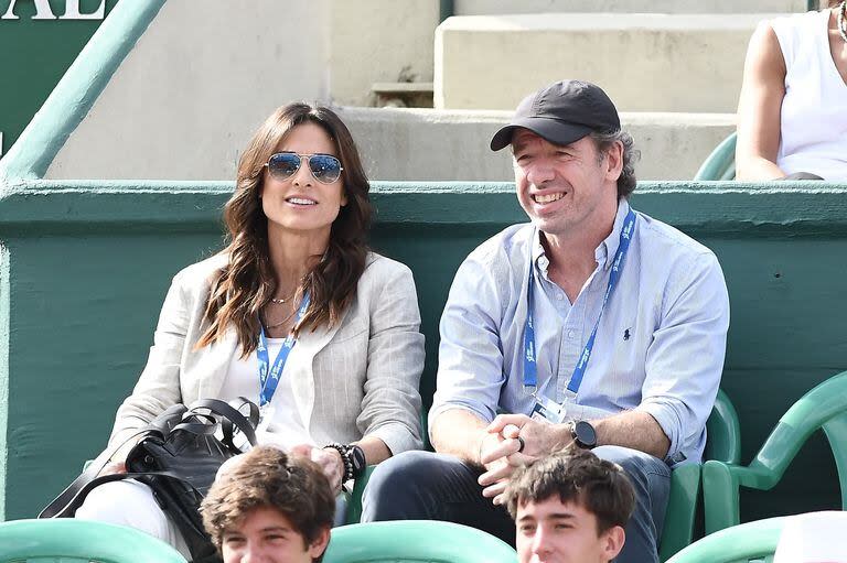 Gabriela Sabatini y su amigo Mariano Grisolía, en el BALTC, durante la final del Argentina Open