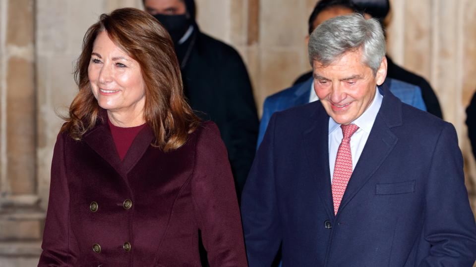 Carole Middleton and Michael Middleton attend the 'Together at Christmas' community carol service at Westminster Abbey on December 8, 2021
