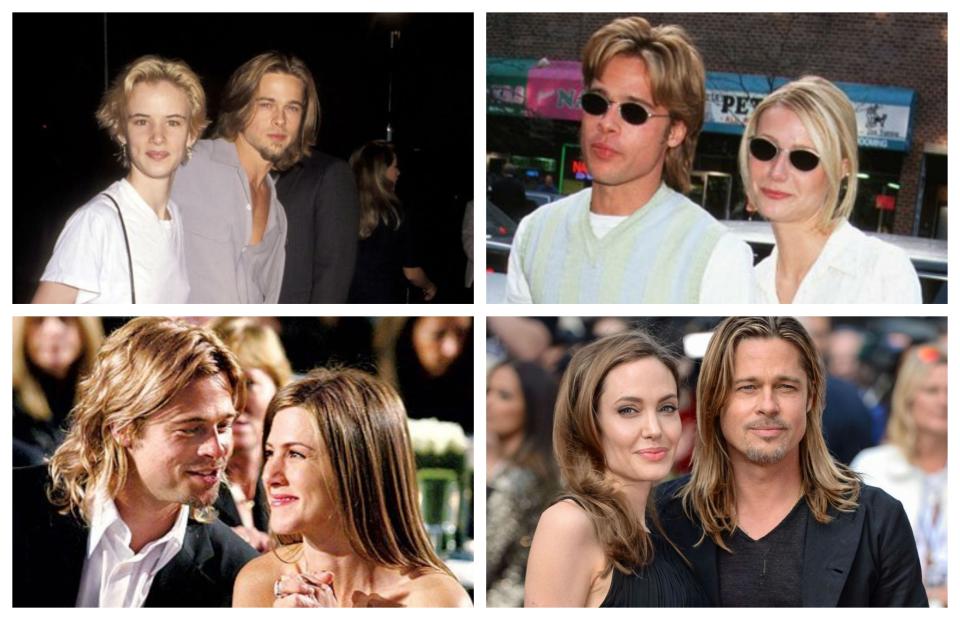 <p>¿Te habías dado cuenta de que Brad Pitt se parece a todas las novias que ha tenido? Aquí está el actor con Juliette Lewis, con Gwyneth Paltrow, con Jennifer Aniston y con Angelina Jolie. ¡Inquietante! (Foto: Twitter / <a rel="nofollow noopener" href="http://twitter.com/sarahmcgbeauty" target="_blank" data-ylk="slk:@sarahmcgbeauty;elm:context_link;itc:0;sec:content-canvas" class="link ">@sarahmcgbeauty</a>). </p>
