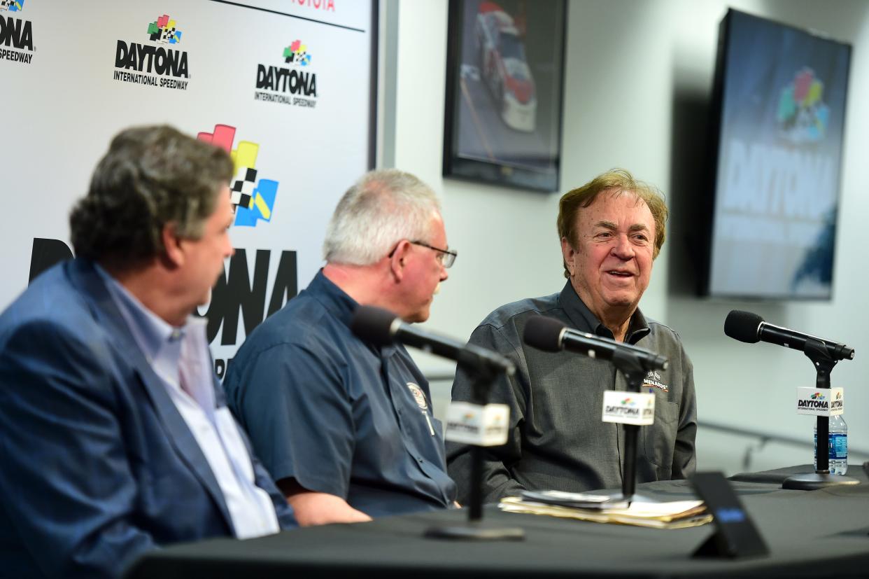 John Menard speaks during a press conference prior to practice for the Monster Energy NASCAR Cup Series 61st Annual Daytona 500 at Daytona International Speedway in 2019. Menard is Wisconsin's richest person in 2024, according to Forbes.