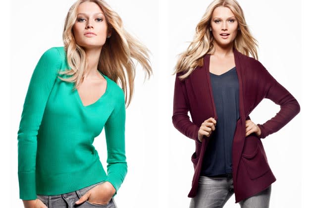 Schlichte Pullover und Cardigans: Winter-Basics an Toni Garrn (Bilder: ddp Images)