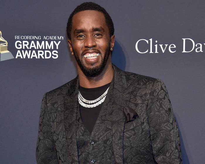 Diddy smiles big while attending a Grammy event