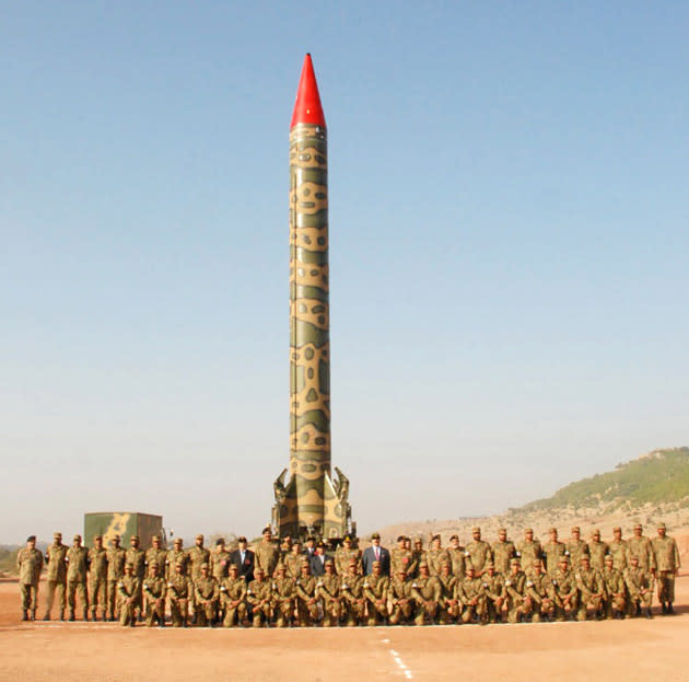 <b>Pakistan</b> is currently estimated to have 90–110 nuclear weapons. It has a number of short-range, medium, and longer-range road-mobile ballistic surface-to-surface missiles in various stages of development. It has developed a second generation of ballistic missile systems over the past five years. It is estimated that Pakistan could have a stockpile of 2750 kg of weapon-grade HEU and may be producing about 150 kg of HEU per year. Estimates suggest Pakistan has produced a total of about 140 kg of plutonium.