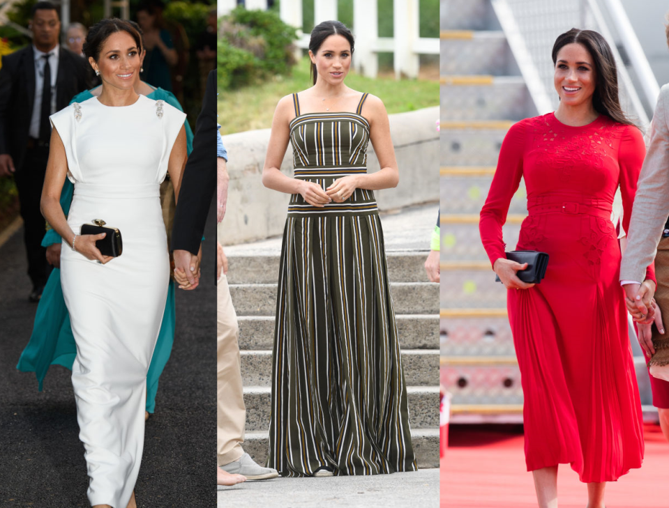 <p>On her first official royal tour, Meghan Markle brought her style to the likes of Australia, Fiji, Tonga, and New Zealand and the mom-to-be did not disappoint. From chic blazers to elegant gowns fit for a princess, the Duchess fulfilled her royal duties and looked good while doing it. Ahead, every look Meghan has worn during her trip with Prince Harry.</p>