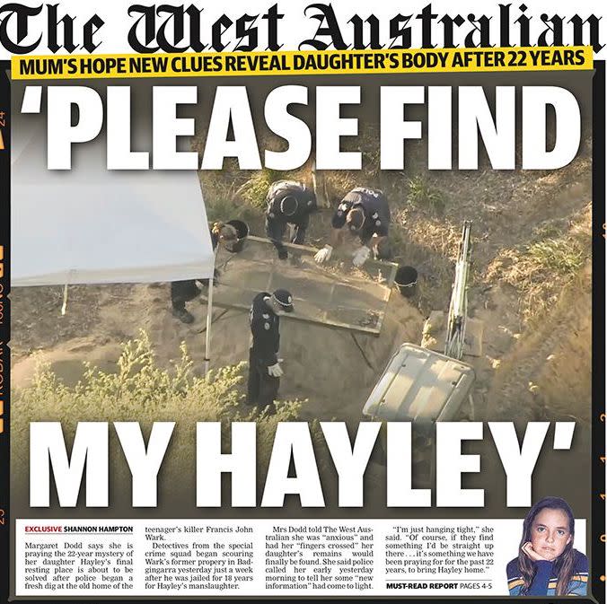 The front page of The West Australian on Wednesday. 