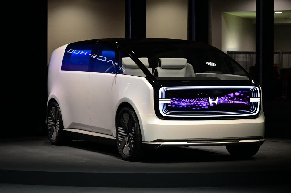 Japanese automaker Honda unveils its electric vehicle concept Space-Hub during the Consumer Electronics Show (CES) in Las Vegas, Nevada on January 9, 2024. (Photo by Frederic J. Brown / AFP) (Photo by FREDERIC J. BROWN/AFP via Getty Images)