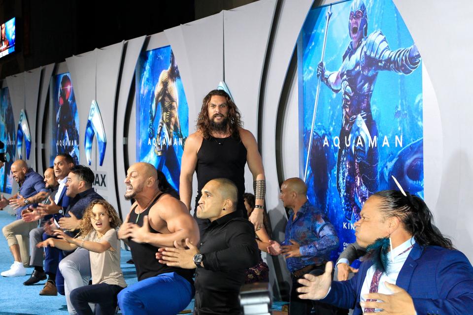 Jason Momoa and Aquaman cast-mates (Credit: USA Today)