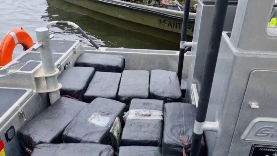 Bundles of cocaine aboard the vessel.