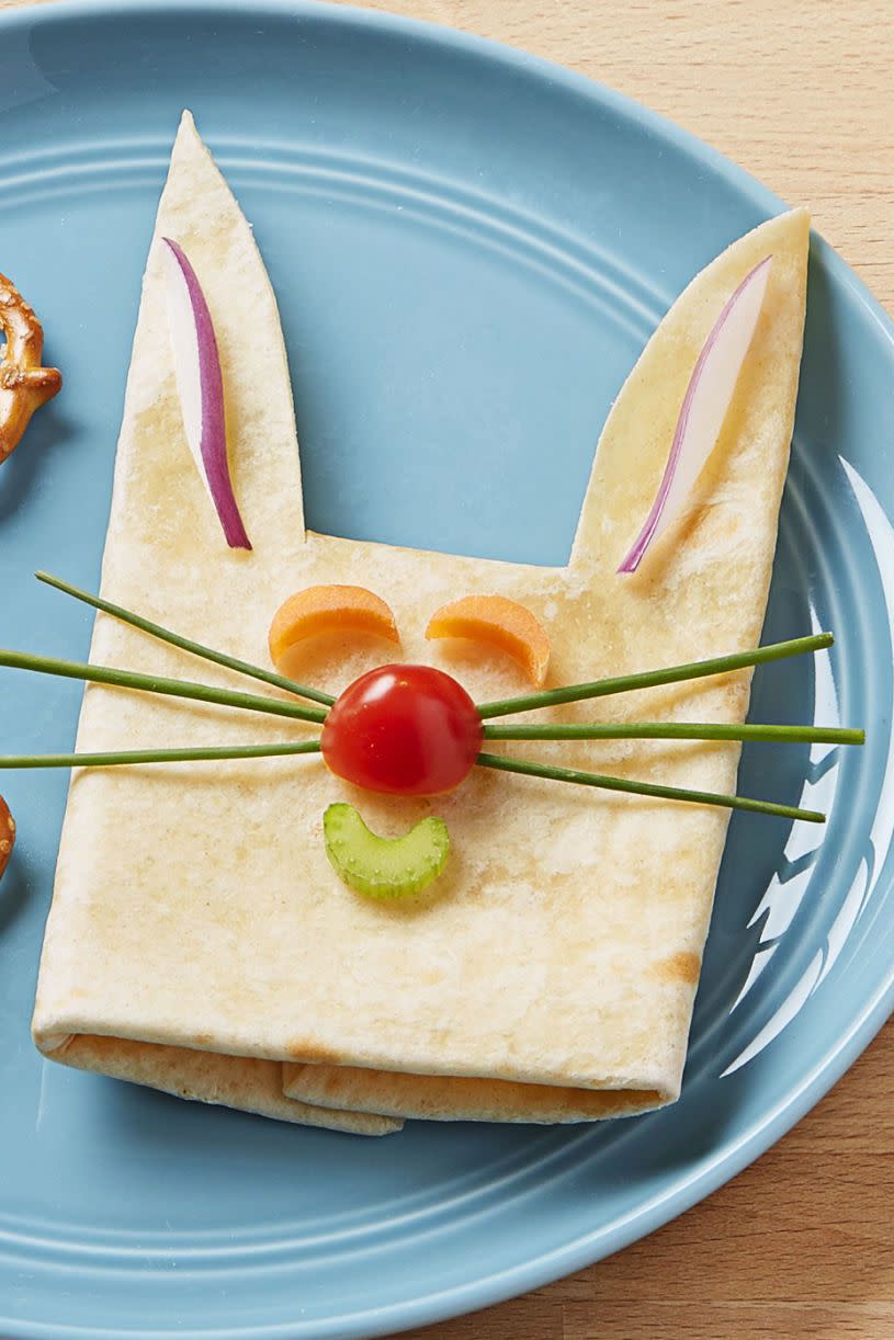 <p>The only bad thing about this recipe is you won't get to see your child's face at school when they open their lunch box to find an adorable wrap shaped like a cute little bunny.</p><p><strong><a rel="nofollow noopener" href="https://www.goodhousekeeping.com/holidays/easter-ideas/how-to/g3354/how-to-make-a-bunny-shaped-wrap/" target="_blank" data-ylk="slk:Get the recipe at Good Housekeeping.;elm:context_link;itc:0;sec:content-canvas" class="link ">Get the recipe at Good Housekeeping.</a></strong></p>