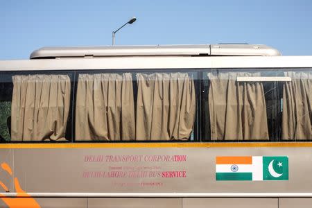 FILE PHOTO: The India-Pakistan 'friendship bus' is pictured at the Wagah-Attari border crossing, India, March 15, 2019. REUTERS/Alasdair Pal