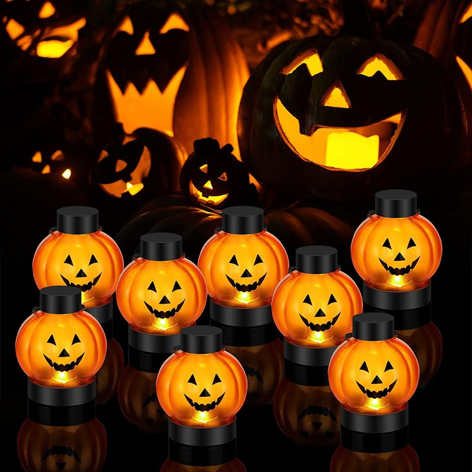 Flickering Halloween Pumpkin Lantern Tea Lights, $29.78