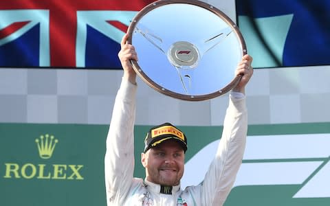 Valtteri Bottas celebrates his race victory - Credit: REUTERS