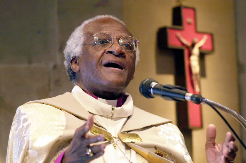 On October 16, 1984, black Anglican Bishop Desmond Tutu of South Africa won the Nobel Peace Prize for his struggle against apartheid. File Photo by Bill Greenblatt/UPI