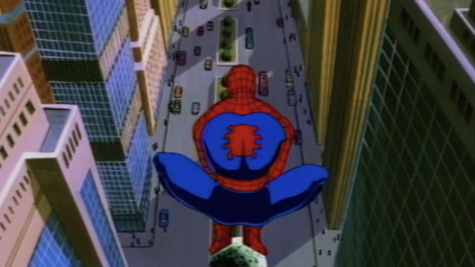 Spider-Man facing the city on Spider-Man