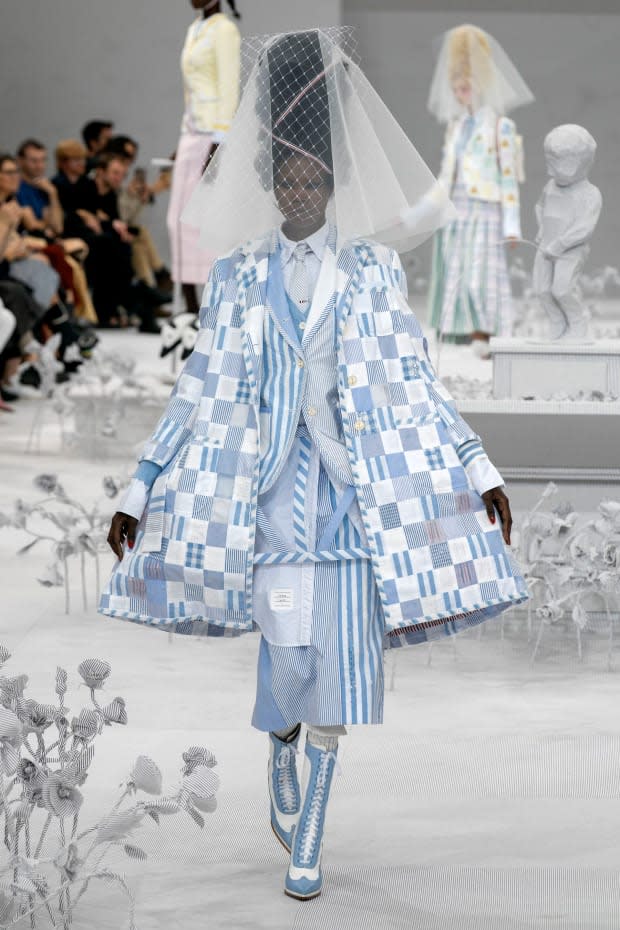 <p>A look from the Thom Browne Spring 2020 collection. Photo: Imaxtree</p>