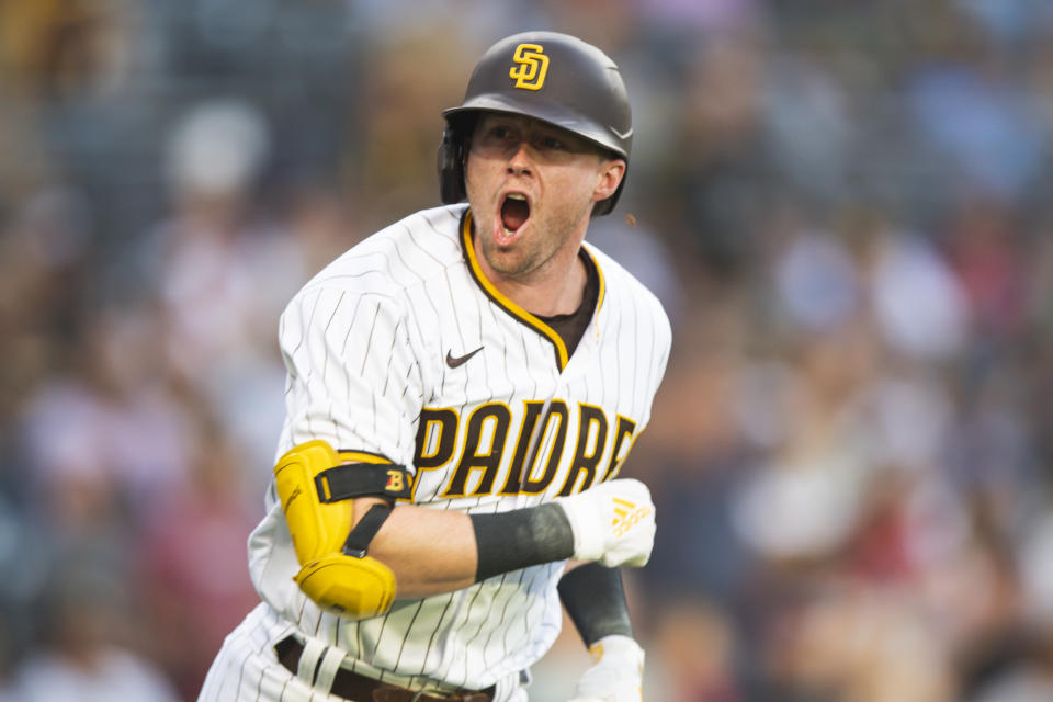 Jake Cronenworth #9 of the San Diego Padres has fantasy value tied to run production