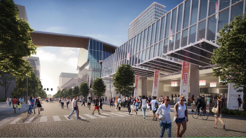 Architect's rendering of the proposed Duke Energy Convention Center redevelopment