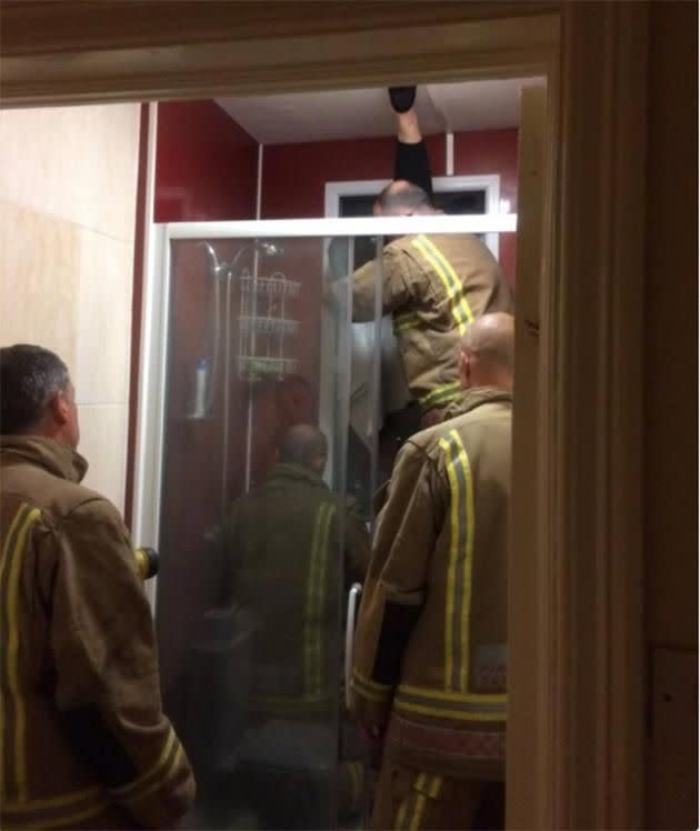 Firefighters had to come and free her from the window after she threw her poo in there. Photo: Liam Smyth/GoFundMe