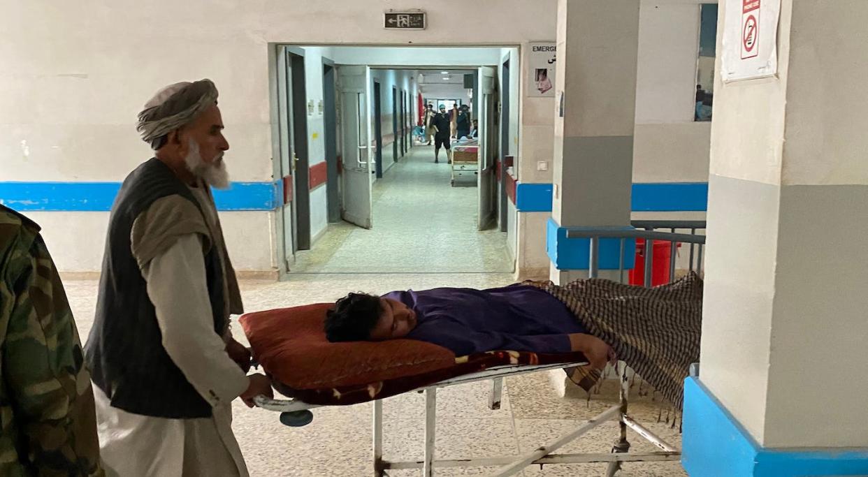 A suicide attack in early March 2023 killed a Taliban governor in his office and two other victims. <a href="https://www.gettyimages.com/detail/news-photo/men-shift-a-wounded-man-inside-a-hospital-in-mazar-i-sharif-news-photo/1247932977" rel="nofollow noopener" target="_blank" data-ylk="slk:Atif Aryan/AFP via Getty Images);elm:context_link;itc:0;sec:content-canvas" class="link ">Atif Aryan/AFP via Getty Images)</a>