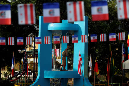 The Monument of the Immigrants is seen at the Immigrants Park before a ceremony to welcome Washington D.C. mayor Muriel Bowser in Intipuca, El Salvador, August 14, 2018. REUTERS/Jose Cabezas