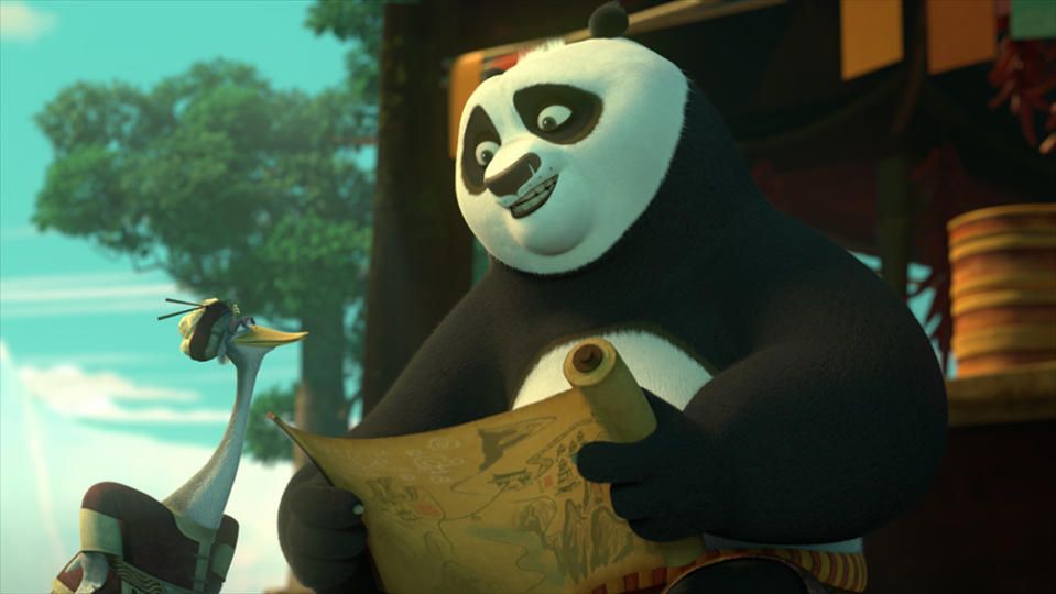 James Hong as Mr. Ping and Jack Black as Po in Kung Fu Panda: The Dragon Knight. COURTESY OF NETFLIX