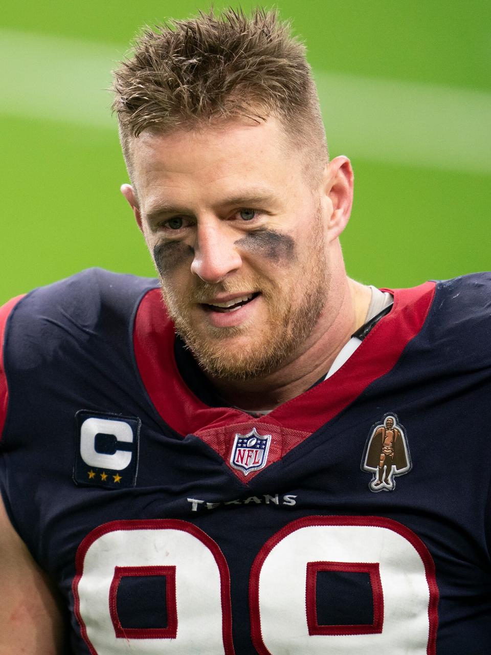 J.J. Watt #99 of the Houston Texans walks off of the field after an NFL game against the Tennessee Titans on January 03, 2021 in Houston, Texas