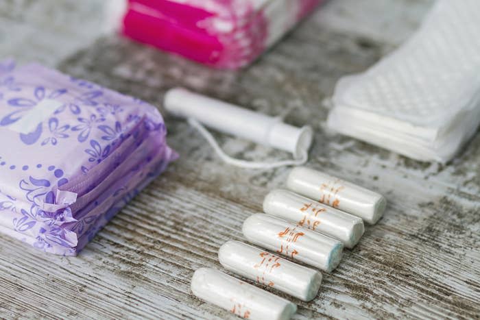 Period products on a table