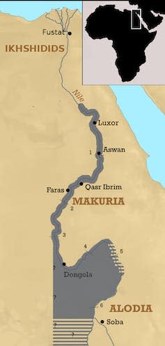 The kingdom of Makuria at its peak around 960 AD.