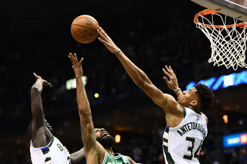 Giannis Antetokounmpo is Milwaukee’s best offensive initiator and its best rim protector, and one of the few players in the league who can legitimately guard all five positions without breaking a sweat. (Getty)