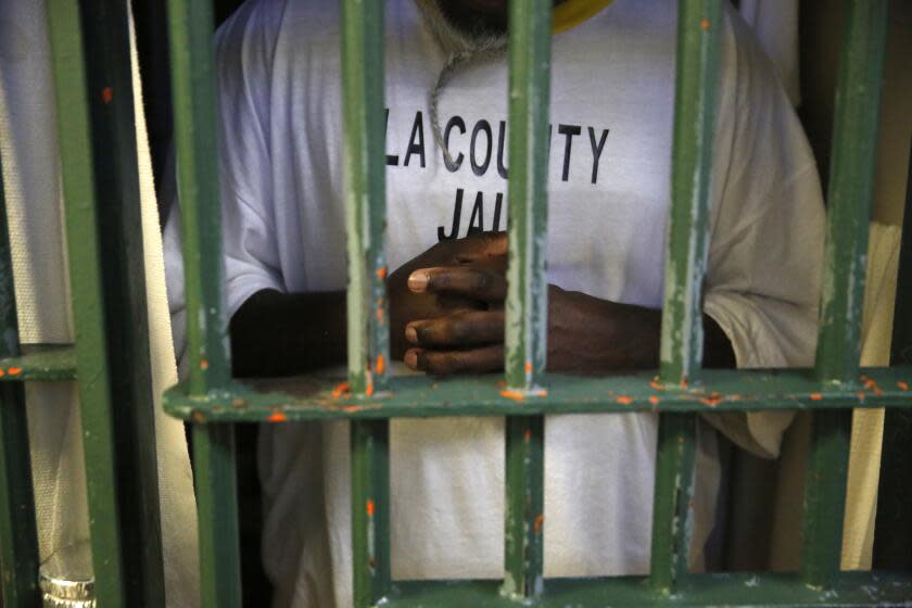 LOS ANGELES CA OCTOBER 2, 2019 -- An inmate at Men's Central Jail in downtown Los Angeles, October 2, 2019. The incarceration rate for African Americans in California is more than five times their share of the state's population.(Al Seib / Los Angeles Times)