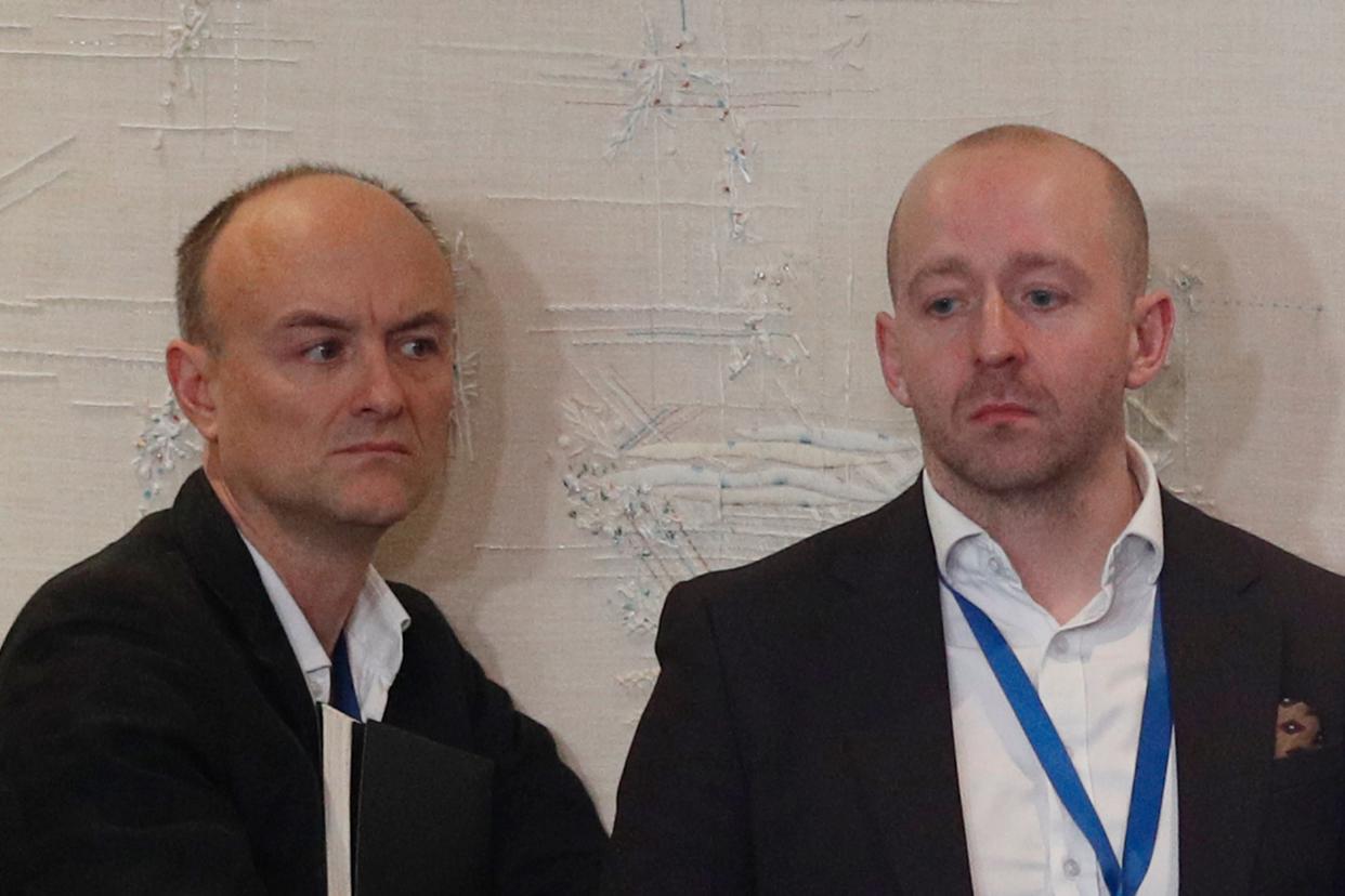 Former Downing Street advisers Dominic Cummings (left) and Lee Cain are both mentioned in Johnson’s evidence to MPs (PA)