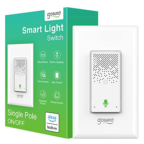 Gosund Smart Light Switch, Alexa Built-in, Voice Control/App Control, Needs Neutral Wire, No Hu…