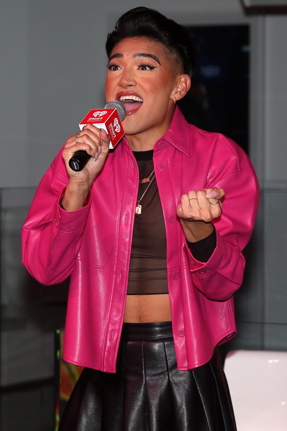 Justin David Sullivan performs at a media preview/photo call for the new upcoming broadway musical "& Juliet" at The iHeartRadio Theater on October 14, 2022 in New York City.