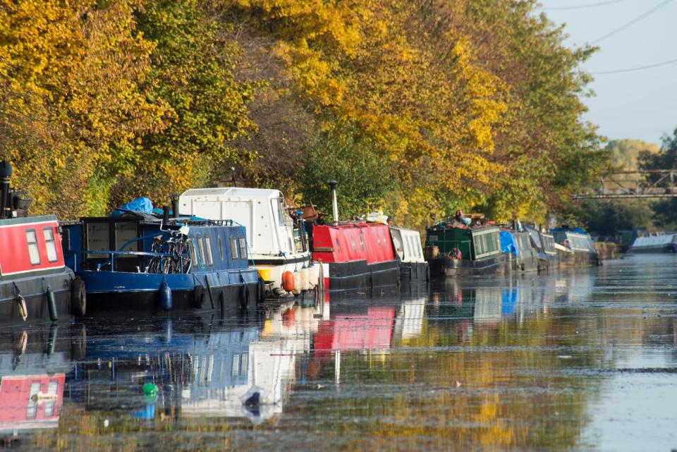 Lots of opportunity for houseboat spotting along the River Lea - getty