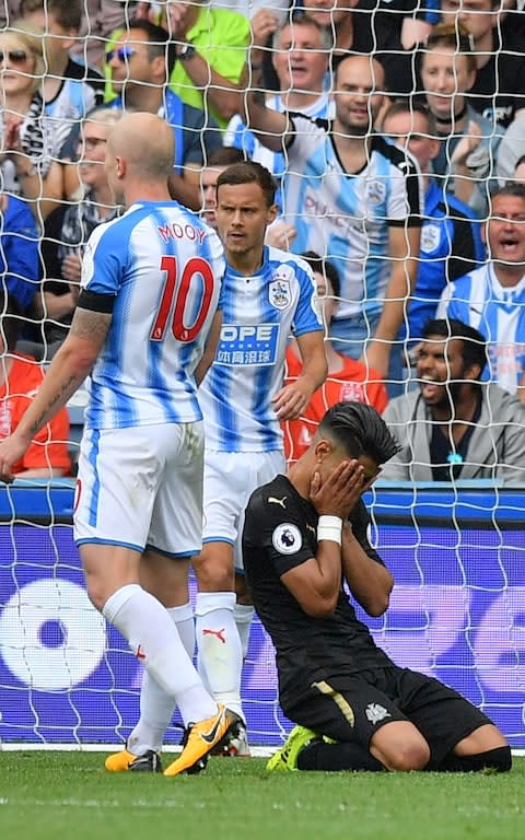 Newcastle's Ayoze Perez reacts after missing a chance - Credit: AFP