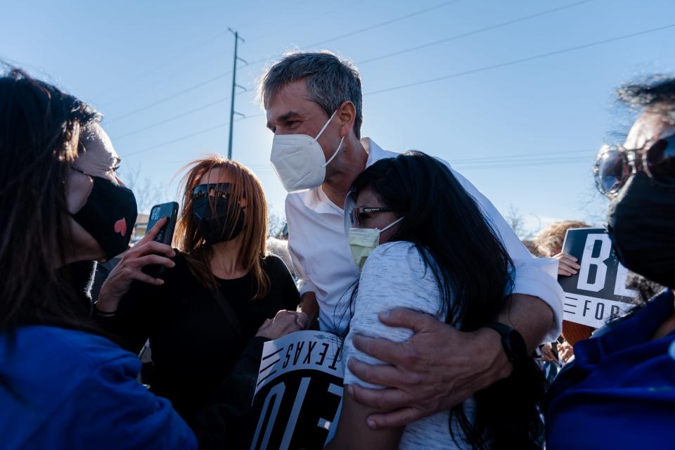 Former El Paso congressman, former presidential candidate and current Democratic candidate for Texas governor Beto O'Rourke speaks to his supporters at his first campaign event in El Paso at Deadbeach Brewery on Saturday, Jan. 8, 2022.