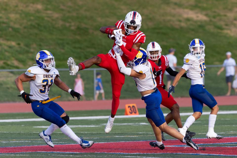 East plays Orem at the high school football season opener at East High School in Salt Lake City on Friday, Aug. 11, 2023. | Megan Nielsen, Deseret News