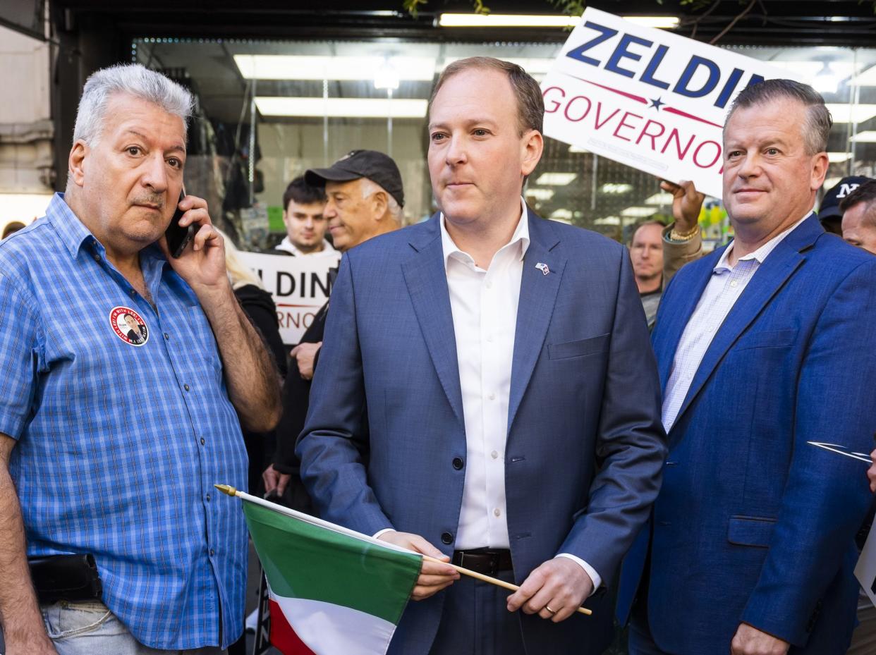 New York gubernatorial candidate Lee Zeldin attends the Columbus Day Parade in Midtown on October 10, 2022 in New York City. 