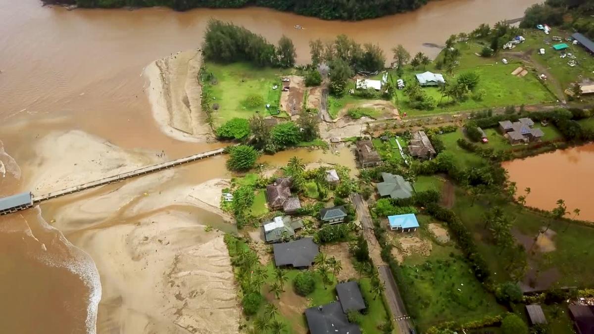 Drone footage shows devastation of flooding in Hawaii