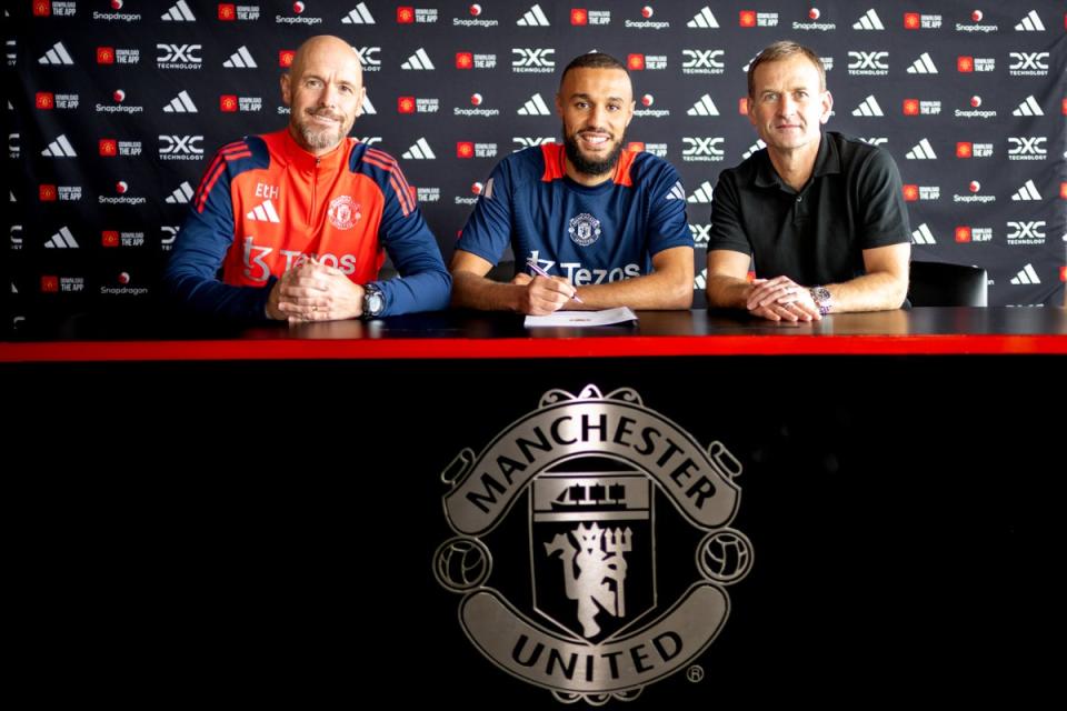 Noussair Mazraoui joins Manchester United on a four-year deal.  (Manchester United)